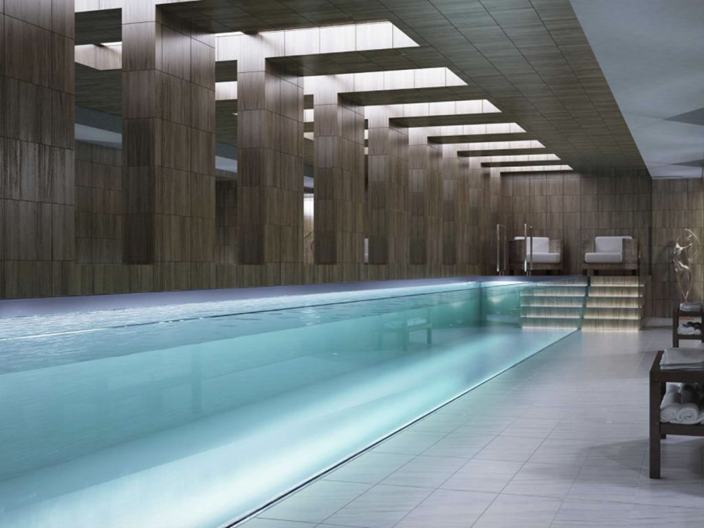 Indoor Pool with Glass Wall